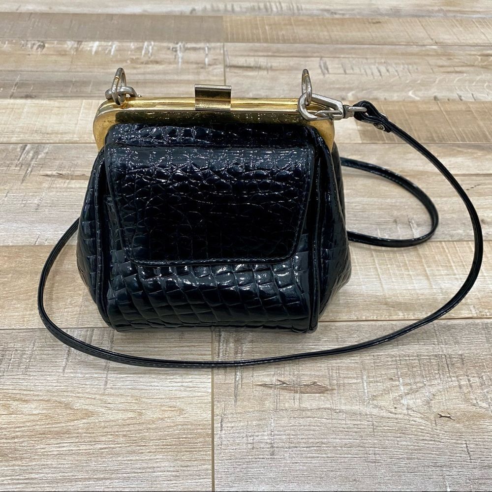 🌟 VINTAGE Faux Croc Patent Crossbody Purse Bag
